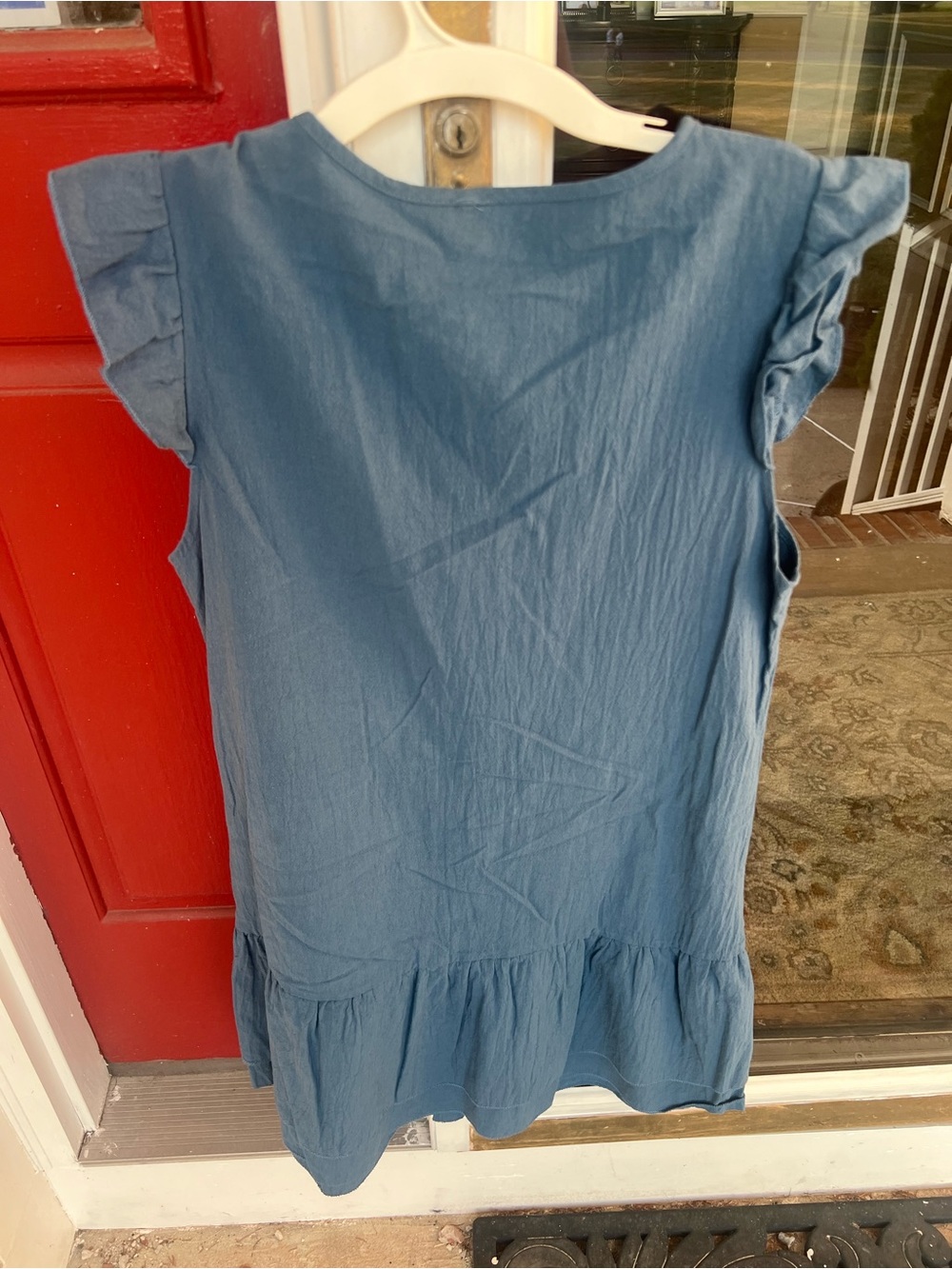 Blue Ruffle Sleeve Peplum Dress - Picture 9 of 9